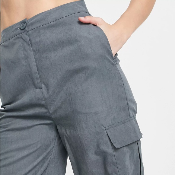 NWOT Lola May Tall tie cuff cargo pants in graphite - Picture 3 of 4